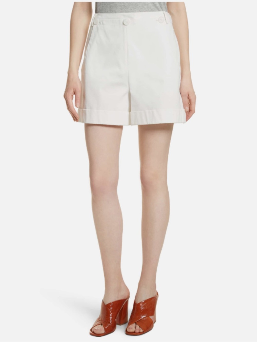 Grey Jason Wu High Rise Sailor Shorts White Stretch Cotton 4 Nautical Coastal